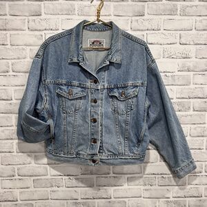 Levi Vintage Blue Denim Button Front Trucker Jacket Size M WITH MODIFICATIONS